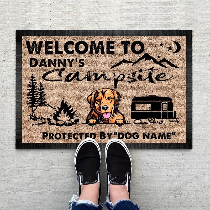 Personalized Protected By Dog Funny Outdoor Indoor Wellcome Doormat