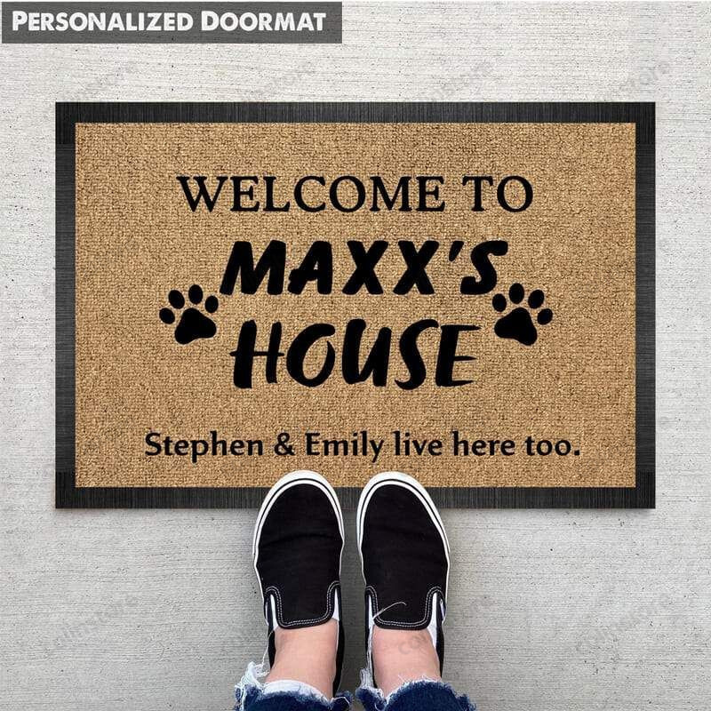 Personalized Welcome Dogs House Pawprints Funny Outdoor Indoor Wellcome Doormat