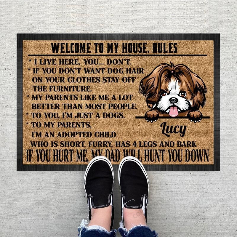 Personalized Welcome To My House Rules Dog Funny Outdoor Indoor Wellcome Doormat