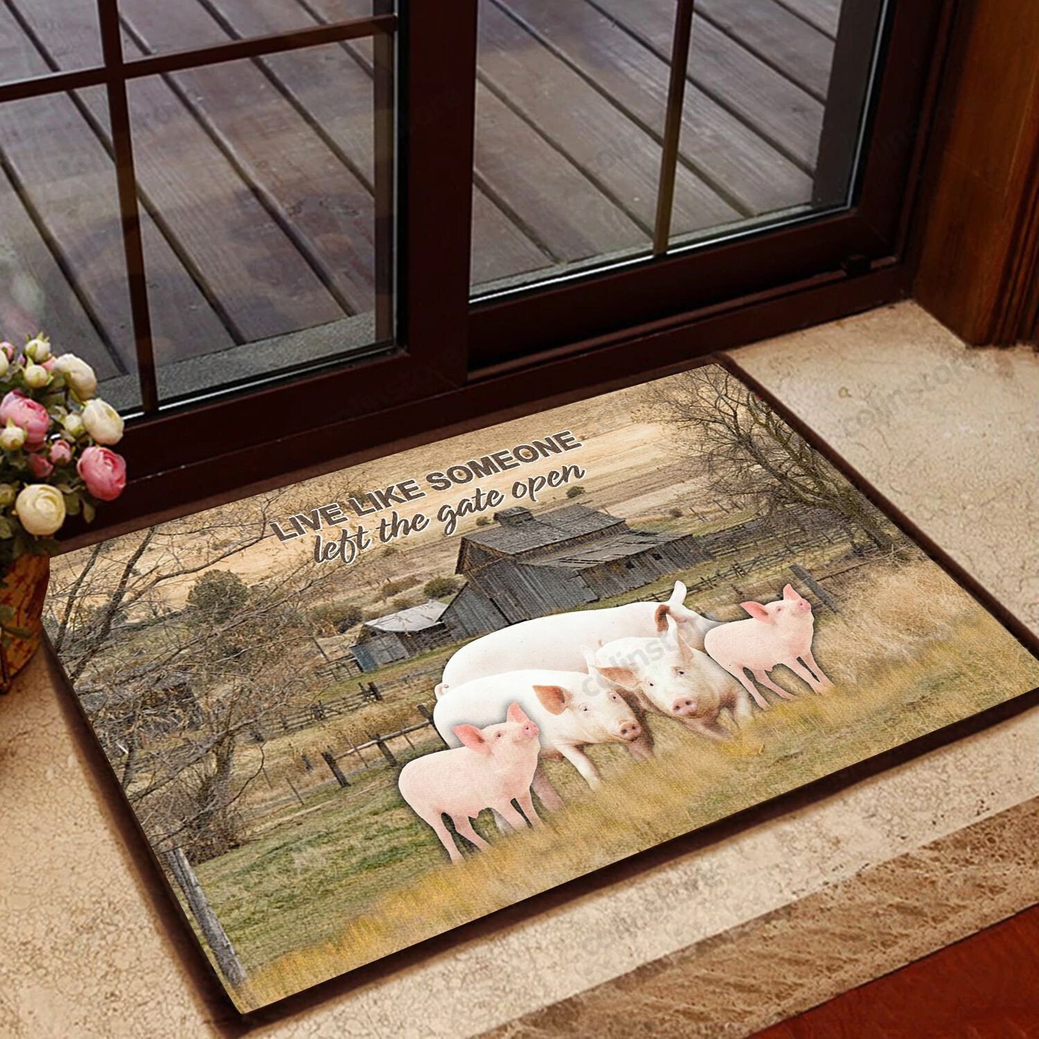 Pig Gate Open Doormat Welcome Mat