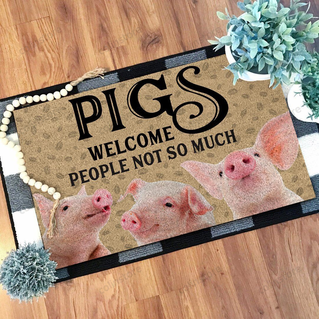 Pigs Welcome People Not So Much Doormat Welcome Mat