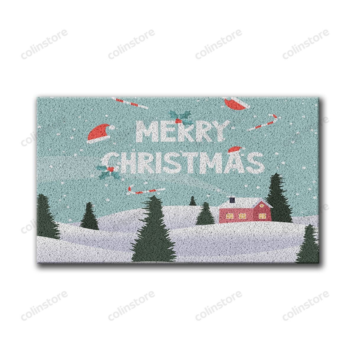 Pine Tree Christmas Doormat Merry Christmas Doormat