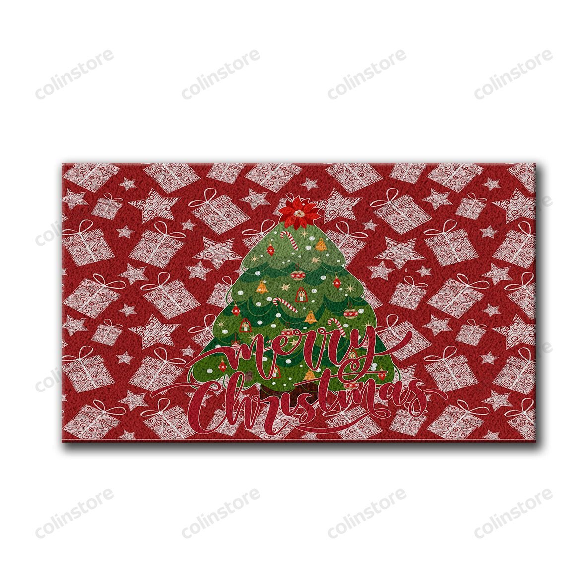 Pine Tree Christmas Gift Doormat Merry Christmas Doormat