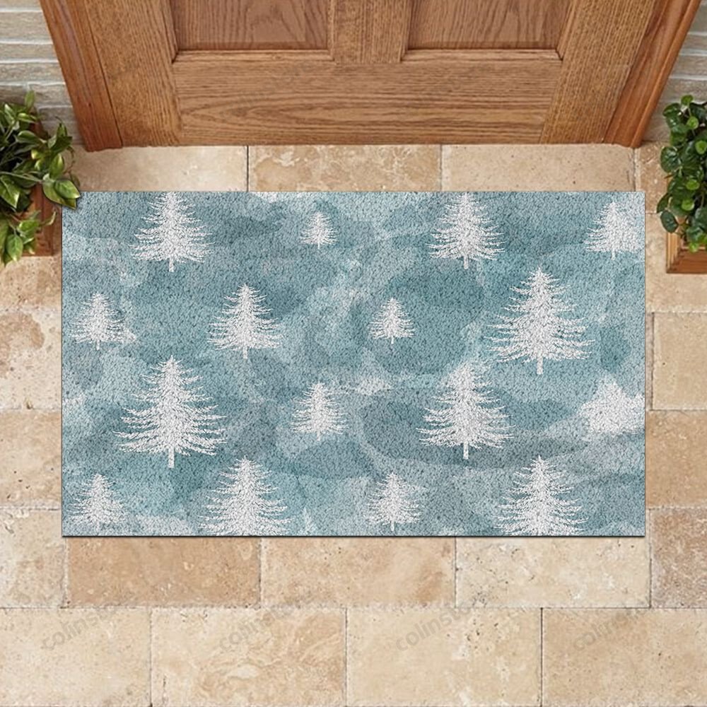 Pine Tree Christmas Pattern Doormat Merry Christmas Doormat