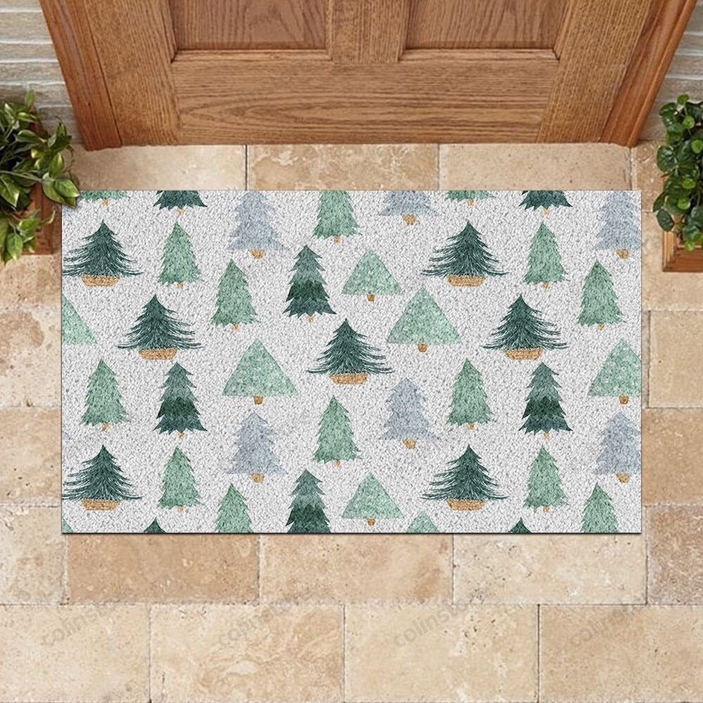 Pine Tree Pattern Doormat Christmas Pattern Doormat