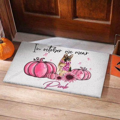 Pink October German Shepherd Funny Outdoor Indoor Wellcome Doormat