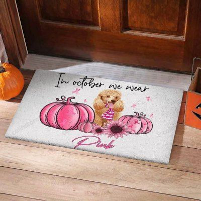 Pink October Poodle Funny Outdoor Indoor Wellcome Doormat