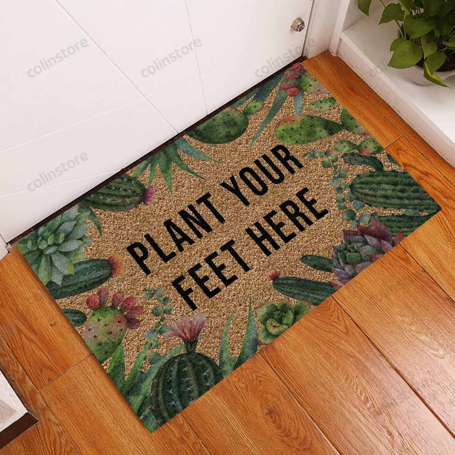 Plant Your Feet Succulent Doormat Welcome Mat