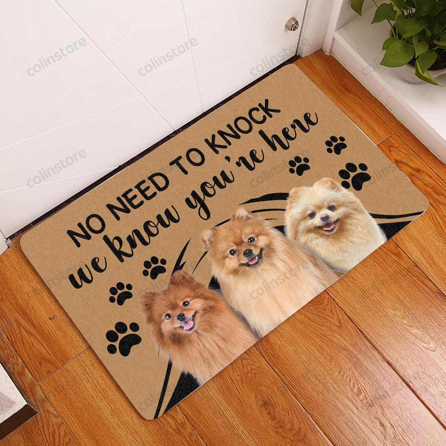 Pomeranian No Need To Knock - Dog Doormat Welcome Mat