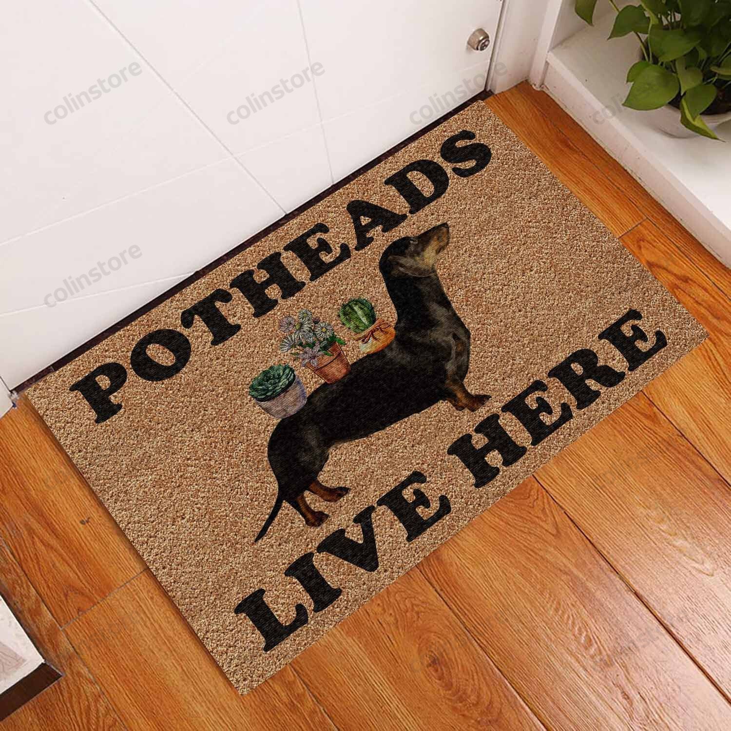 Potheads Live Here Garden Dachshund Doormat Welcome Mat