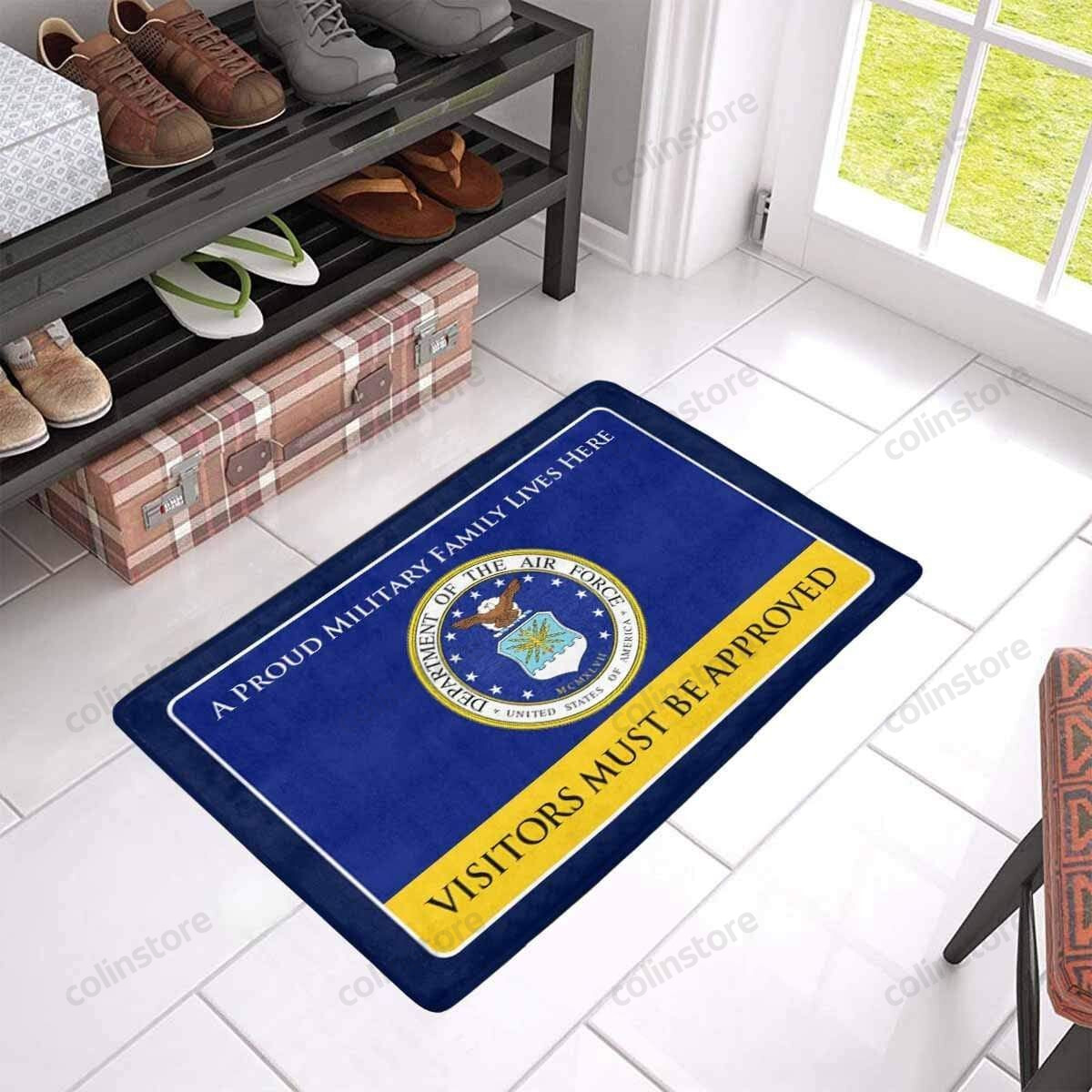 Proud Military Family Air Force Doormat - Visitors Must Be Approved Welcome Mat