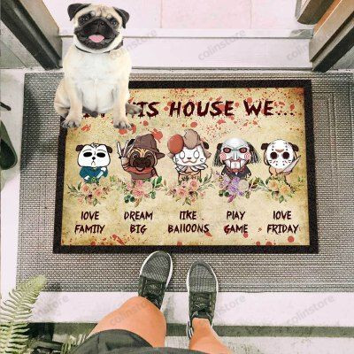 Pug Dog Horror Squad Funny Outdoor Indoor Wellcome Doormat