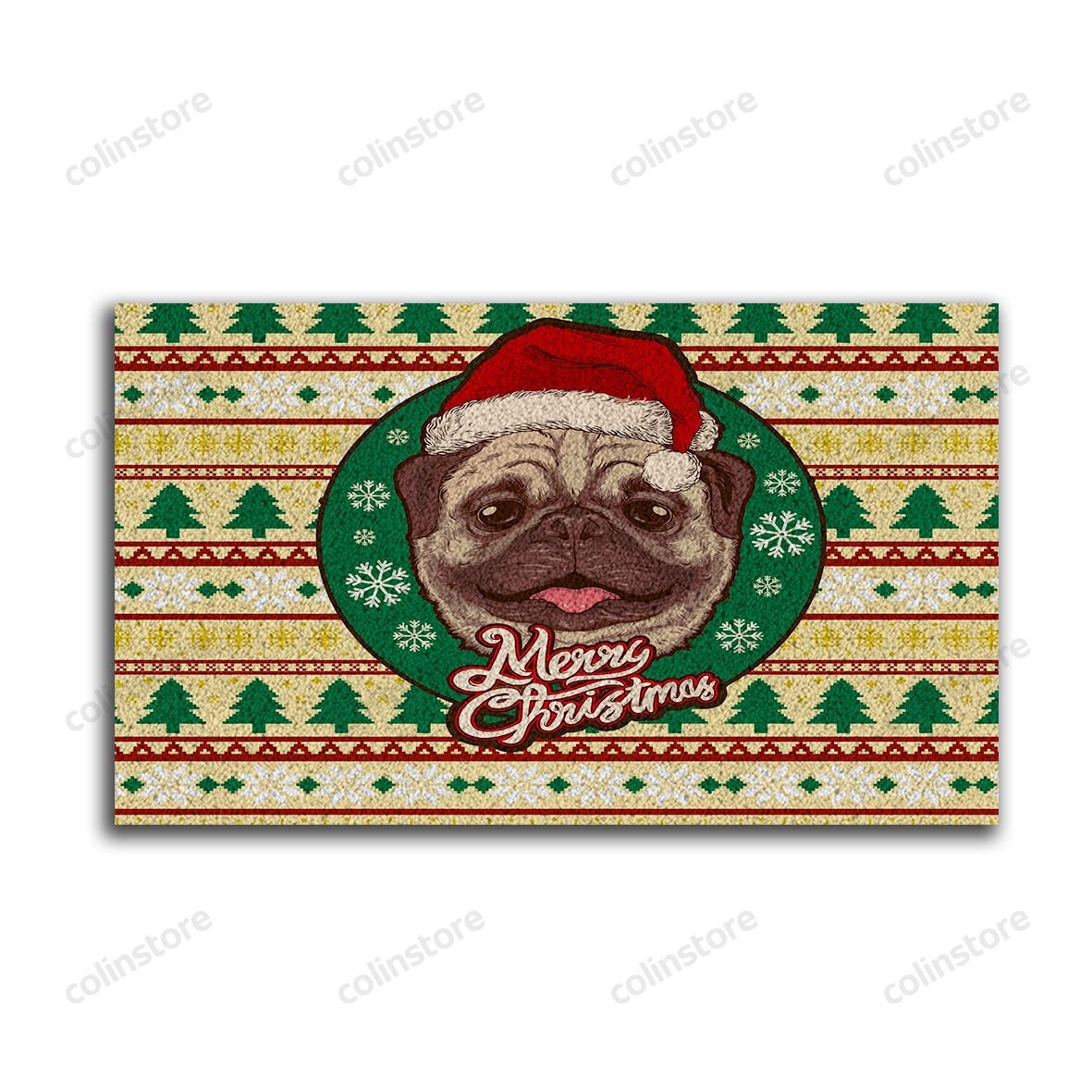 Pug Like Christmas Doormat Merry Christmas Doormat