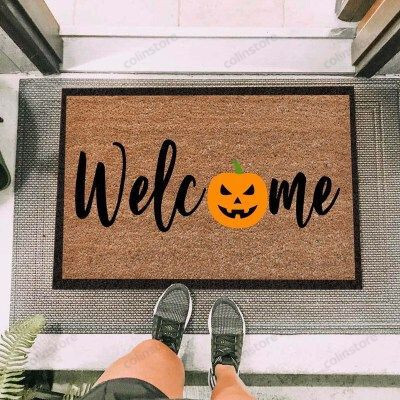 Pumpkin Cat Welcome Funny Outdoor Indoor Wellcome Doormat