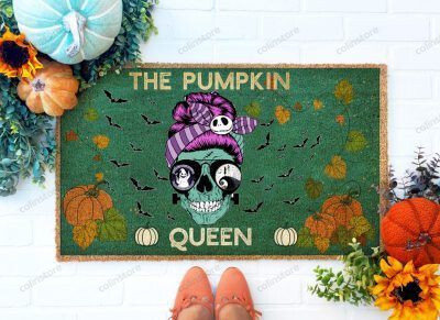 Pumpkin Queen Green Skull Lady Funny Outdoor Indoor Wellcome Doormat