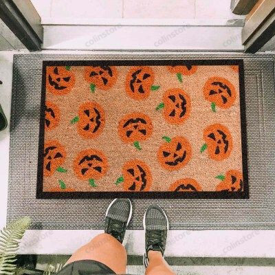 Pumpkins Smiling Funny Outdoor Indoor Wellcome Doormat