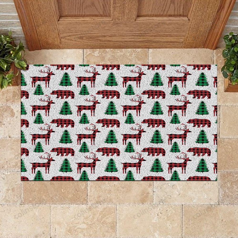 Reindeer And Forest Doormat Merry Christmas Doormat