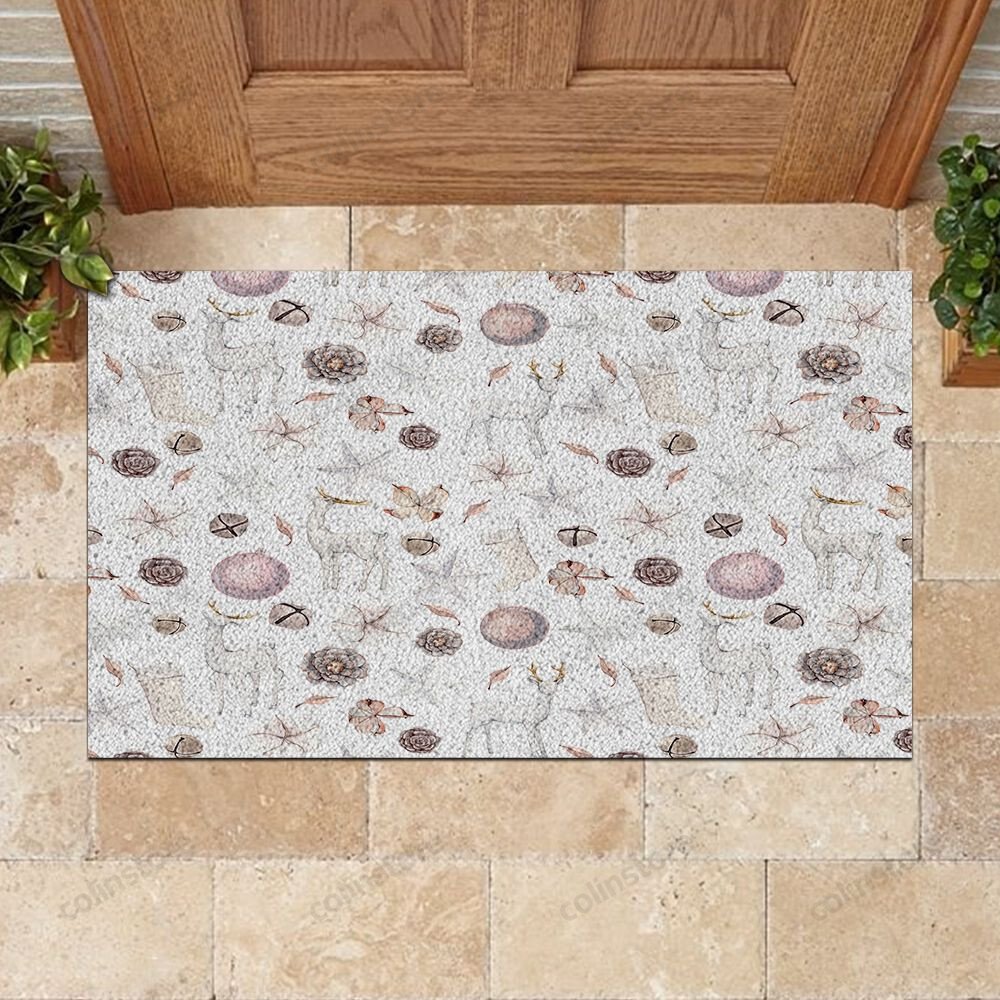 Reindeer Christmas Pattern Doormat Merry Christmas Doormat