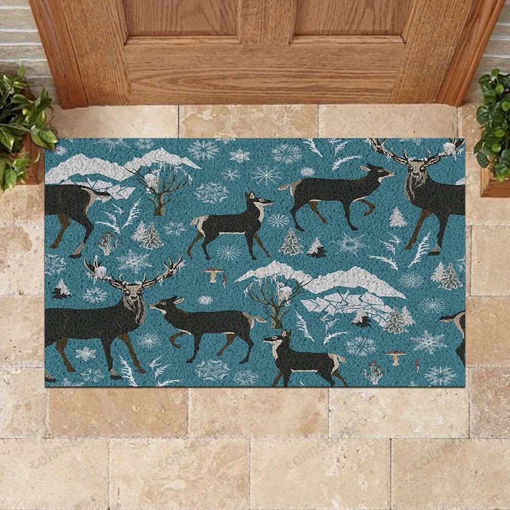 Reindeer Pattern Doormat Merry Christmas Doormat -ghepten-6xzwmhv