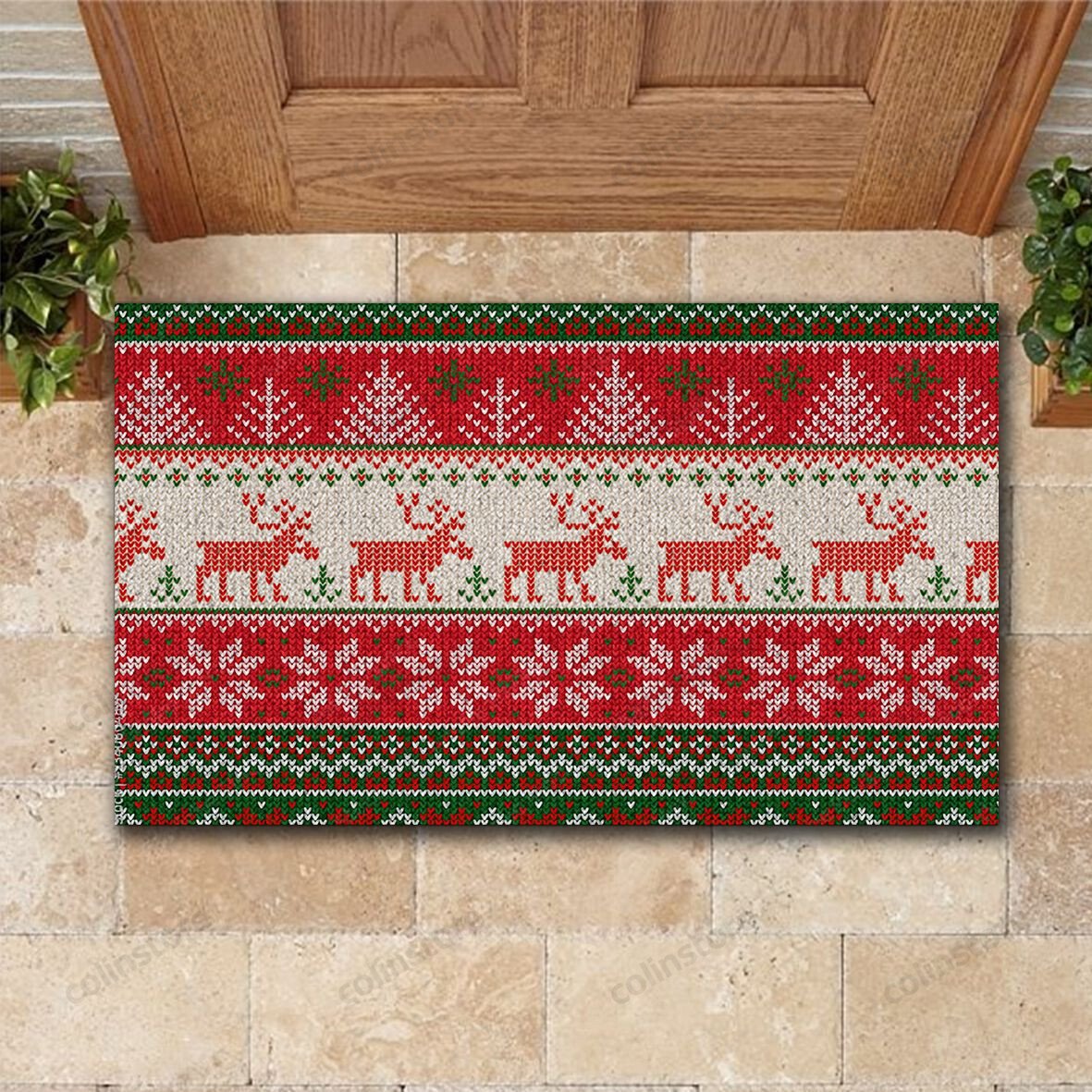 Reindeer Pattern Doormat Merry Christmas Doormat