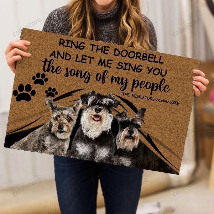 Ring The Doorbell And Let Me Sing You The Song Of My People Schnauzers Doormat Welcome Mat