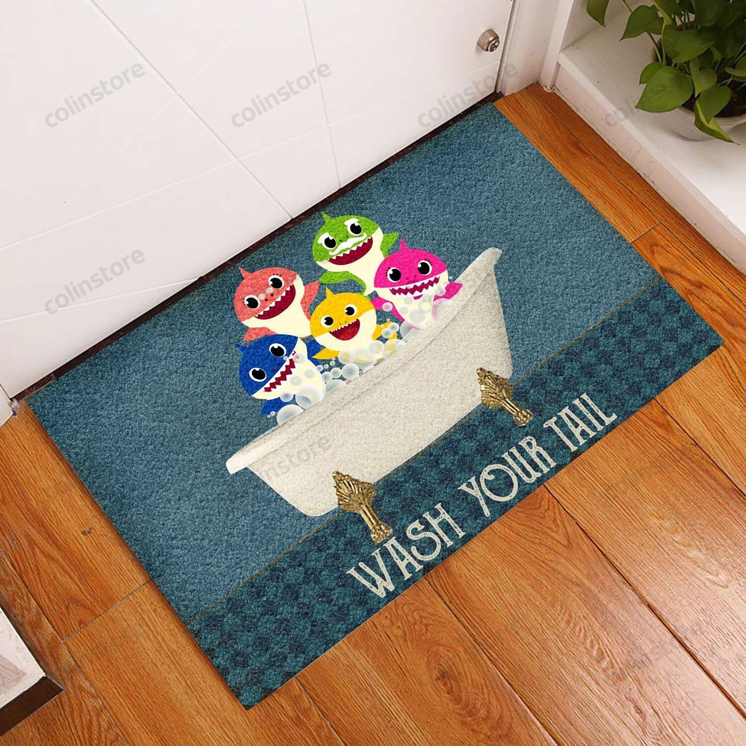 Shark Wash Your Tail Bathroom Doormat Welcome Mat