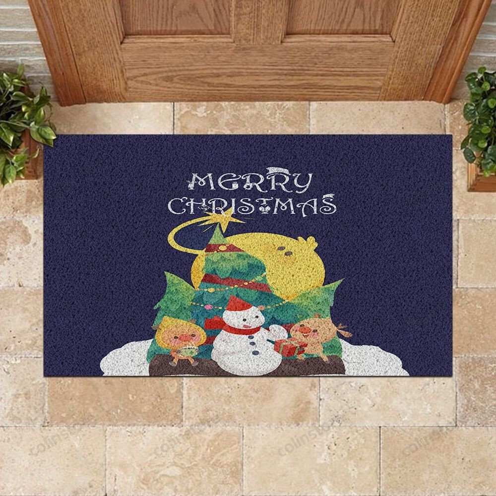 Snowman Christmas Tree Doormat Merry Christmas Doormat