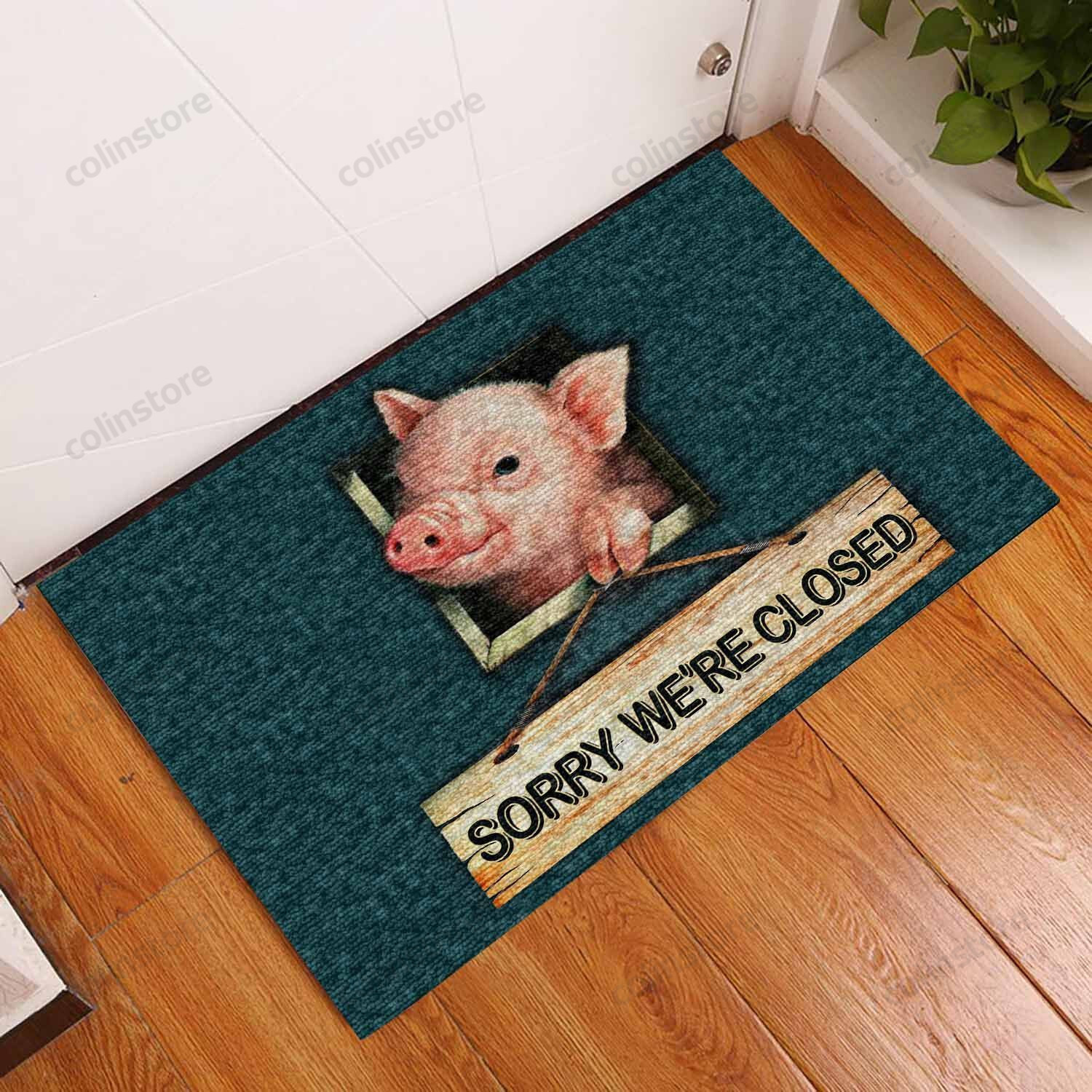 Sorry Were Closed Pig Doormat Welcome Mat