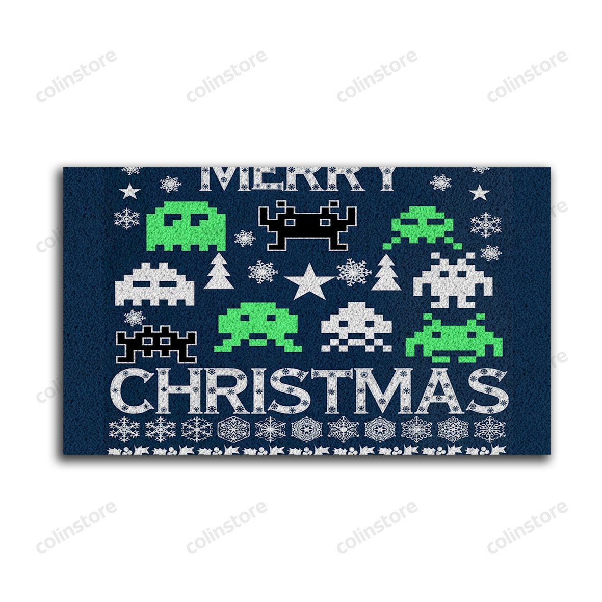 Space Invaders Christmas Doormat Merry Christmas Doormat