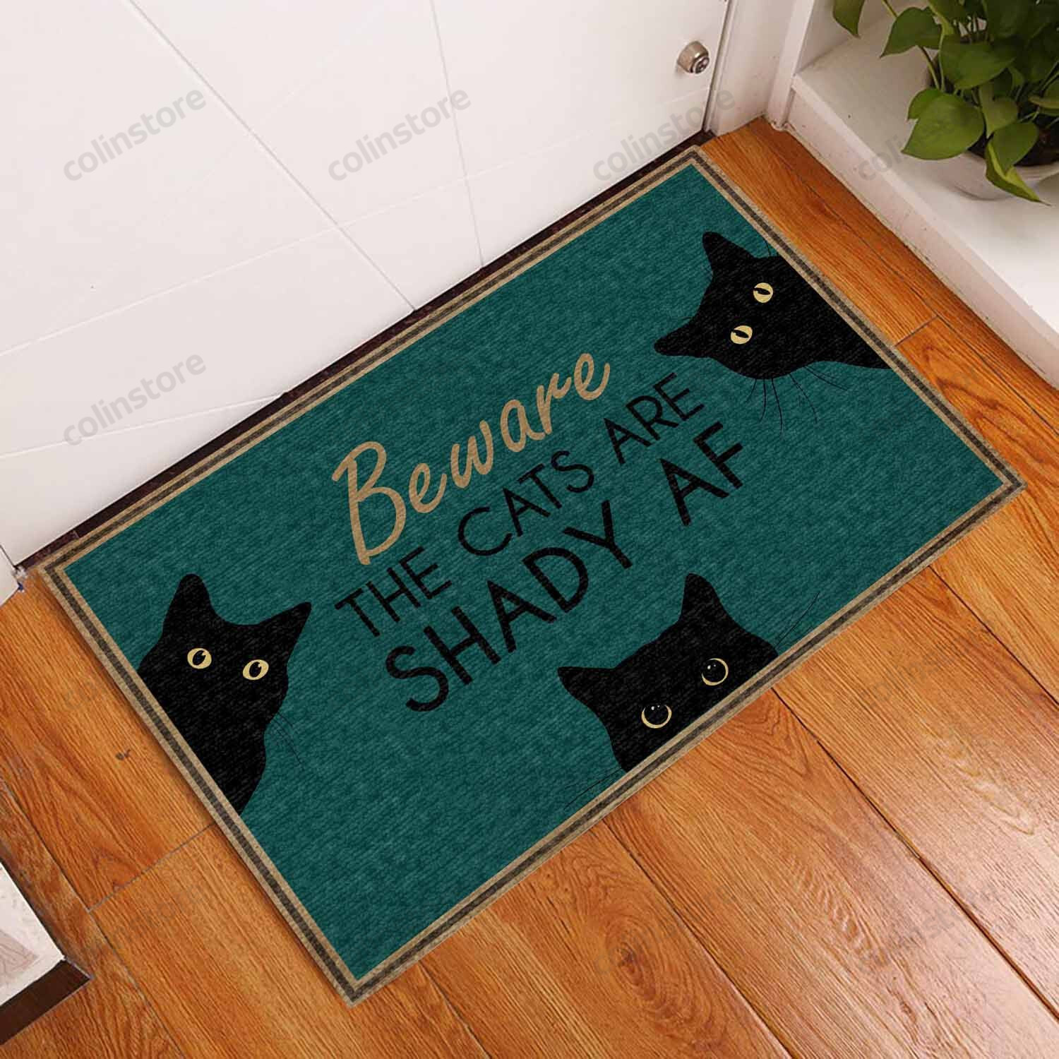 The Cats Are Shady Black Cat Doormat Welcome Mat