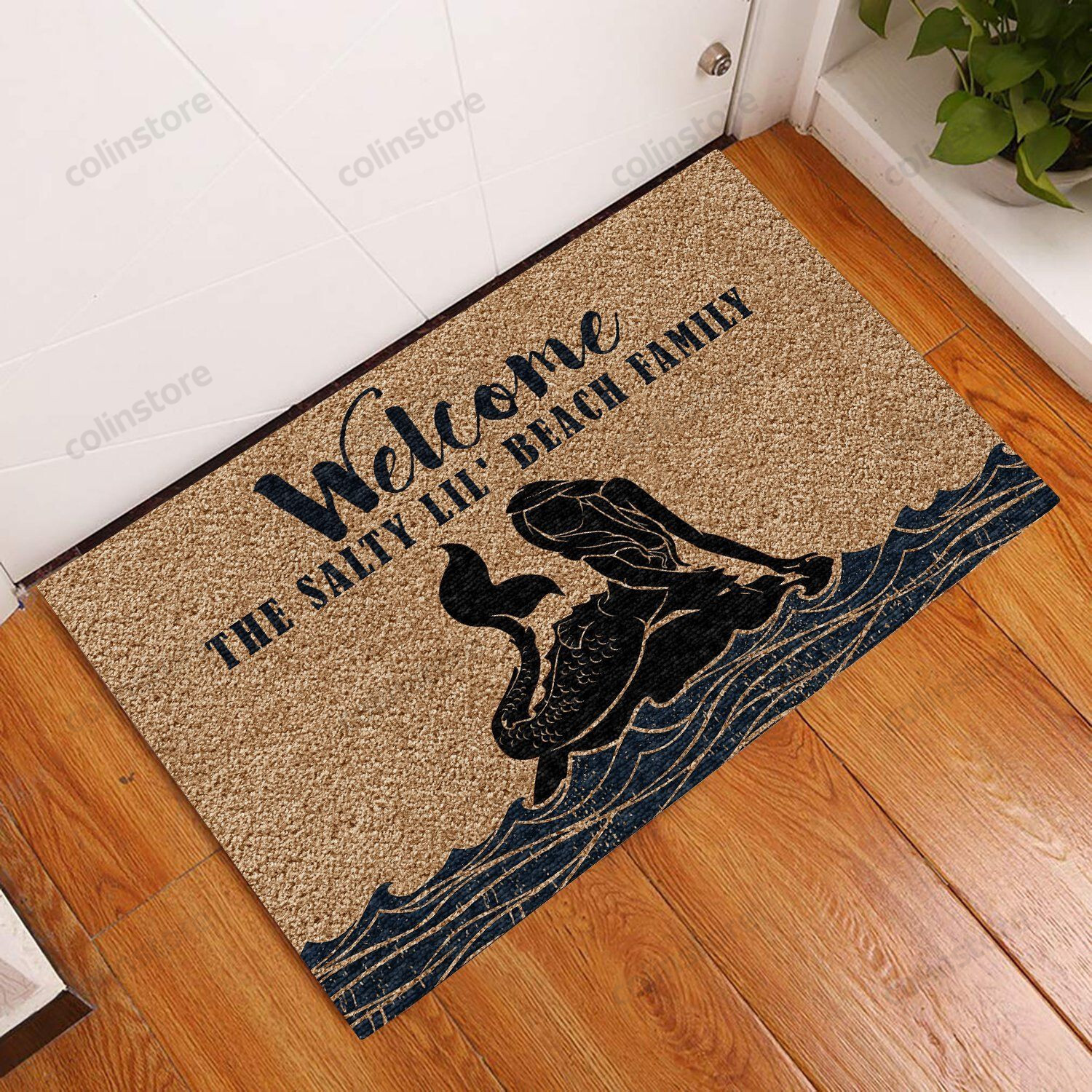 The Salty Lil Beach Lives Here Mermaid Doormat Welcome Mat