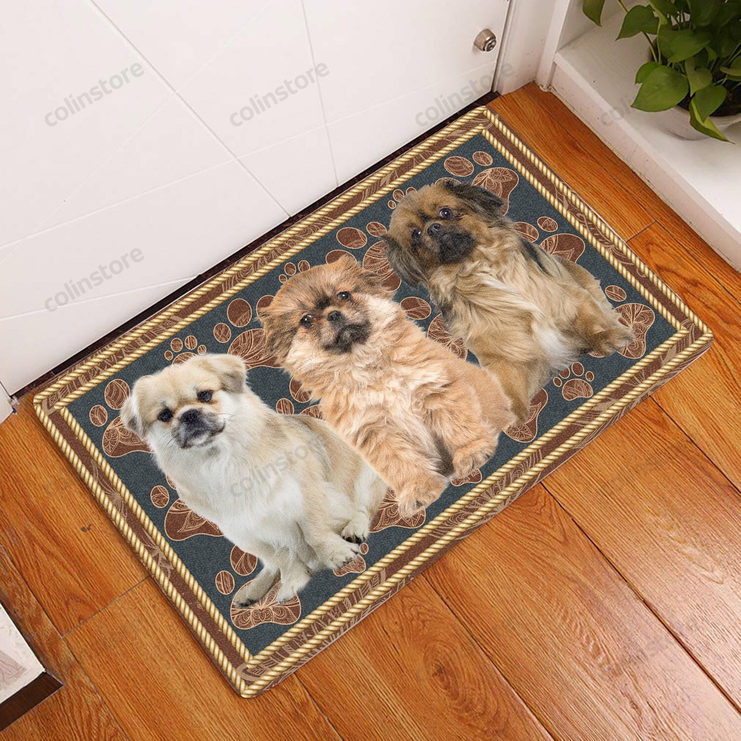 Tibetan Spaniel Flower Paw - Dog Doormat Welcome Mat