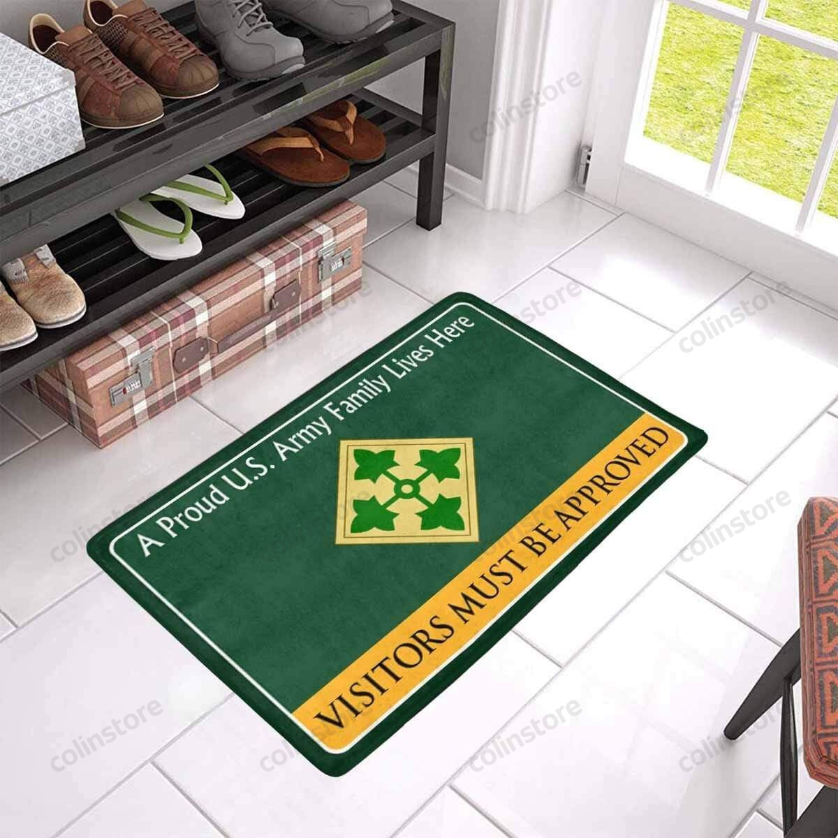 Us Army 4th Infantry Division Family Doormat Welcome Mat