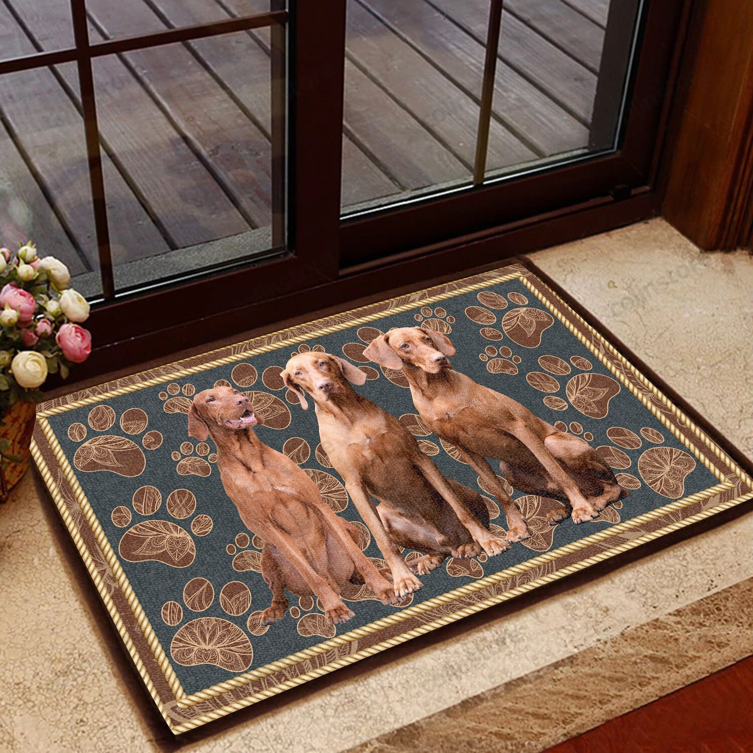 Vizsla Floral Paw - Dog Doormat Welcome Mat