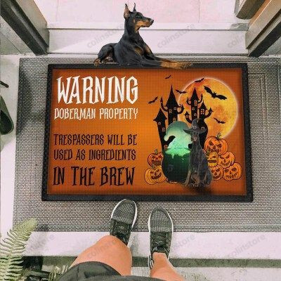 Warning Dogs Doberman Funny Outdoor Indoor Wellcome Doormat