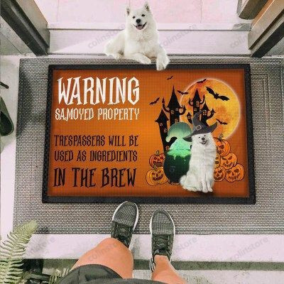 Warning Dogs Samoyed Funny Outdoor Indoor Wellcome Doormat