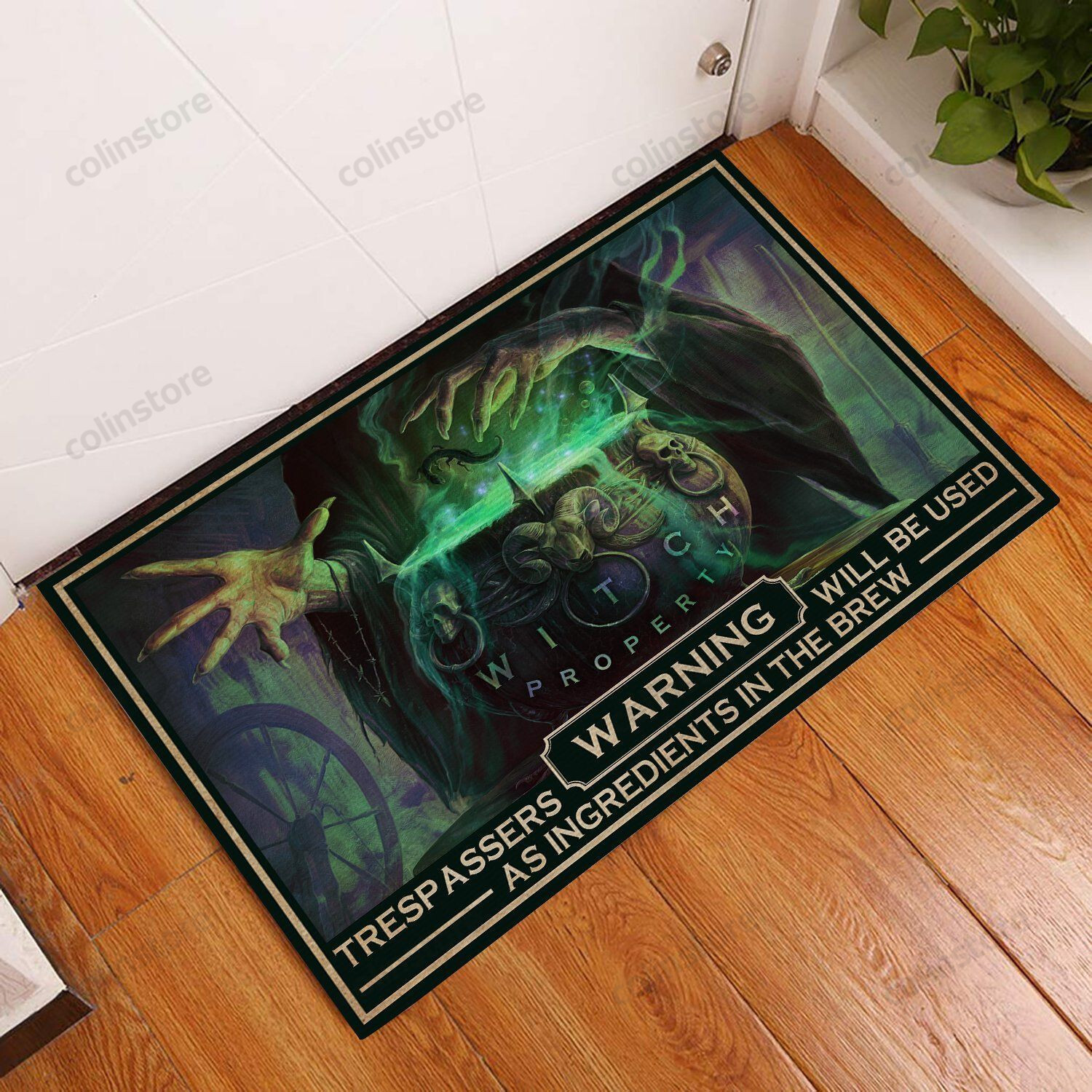 Warning Witch Property Doormat Welcome Mat