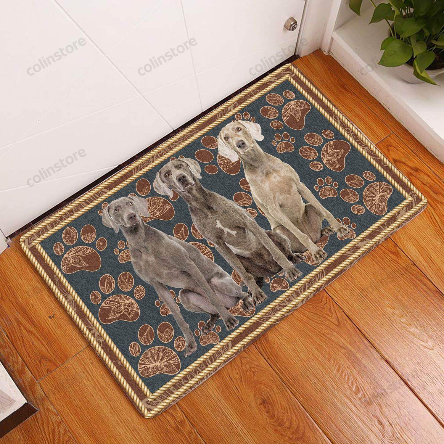 Weimaraner Flower Paw - Dog Doormat Welcome Mat