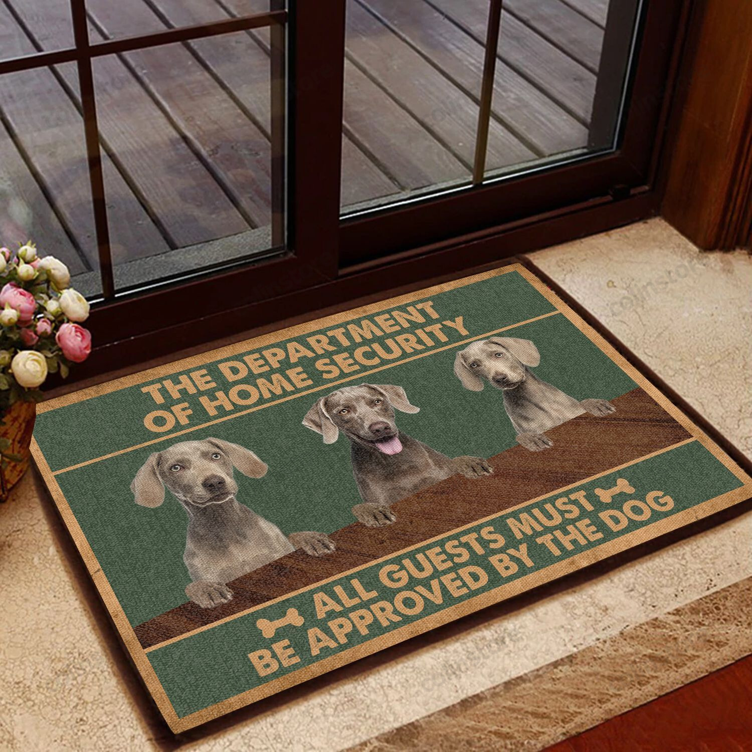 Weimaraner Home Security - Dog Doormat Welcome Mat