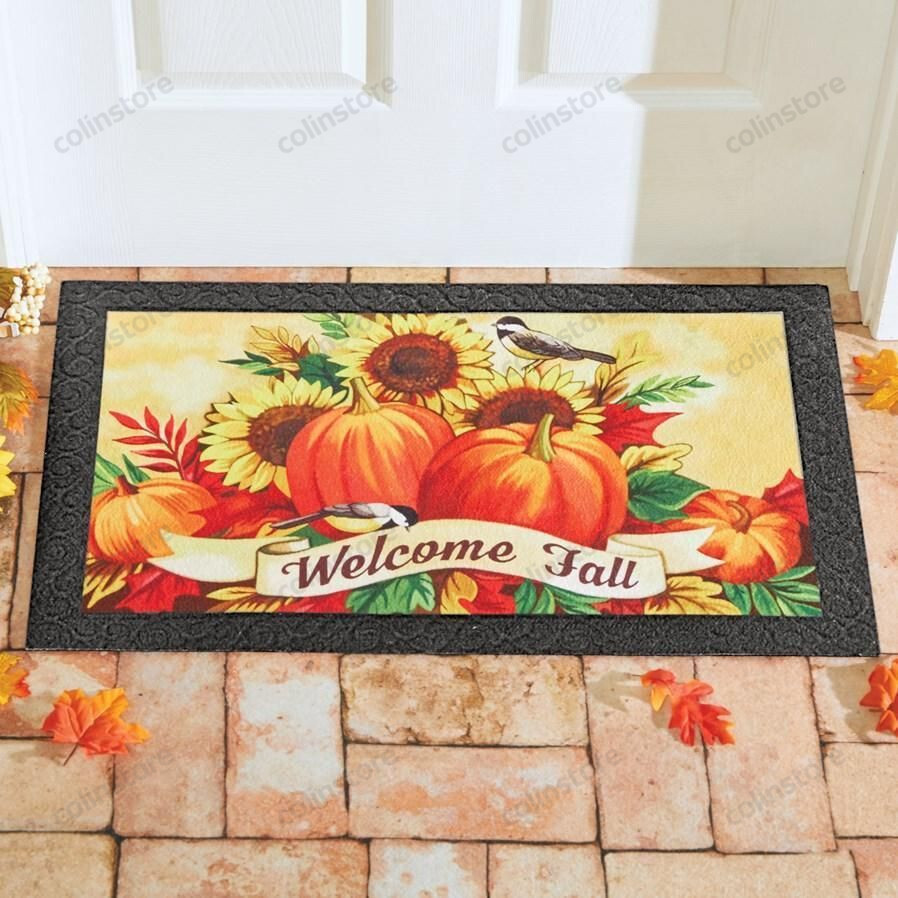 Welcome Fall Pumpkins Doormat 2 Welcome Mat