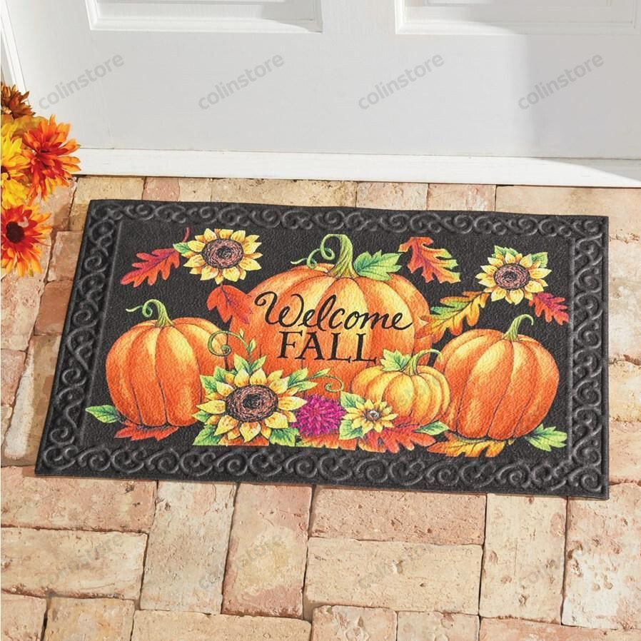 Welcome Fall Pumpkins Doormat Welcome Mat