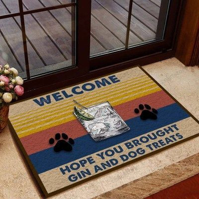 Welcome Gin And Dog Treats Funny Outdoor Indoor Wellcome Doormat