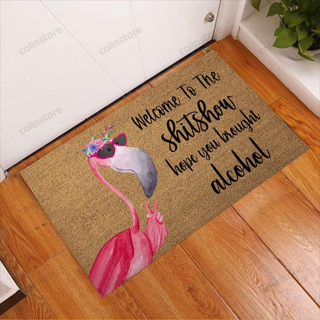 Welcome To The Show Flamingo Doormat Welcome Mat