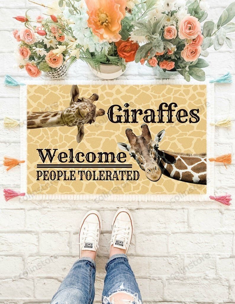 Welcome Tolerated People - Giraffes Doormat Welcome Mat