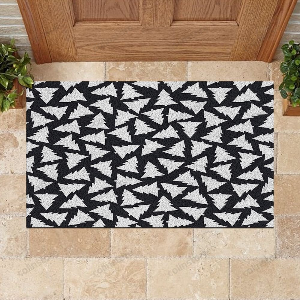 White Pine Christmas Pattern Doormat Merry Christmas Doormat