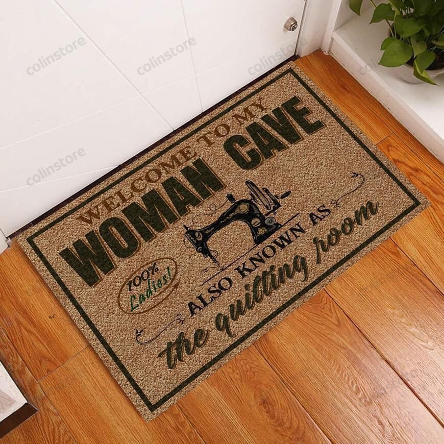 Woman Cave Quilting Room Doormat Welcome Mat