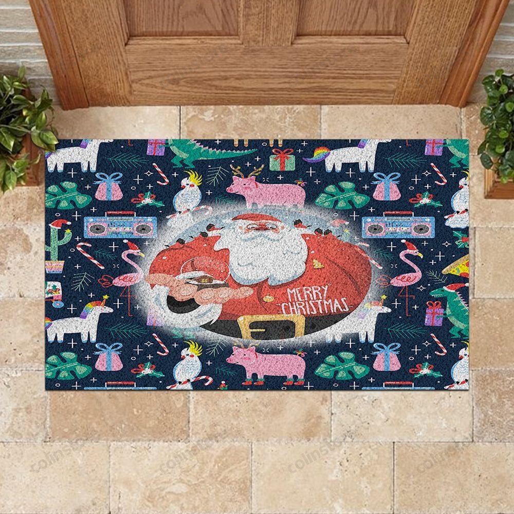 Woodland Christmas Santa Doormat Merry Christmas Doormat