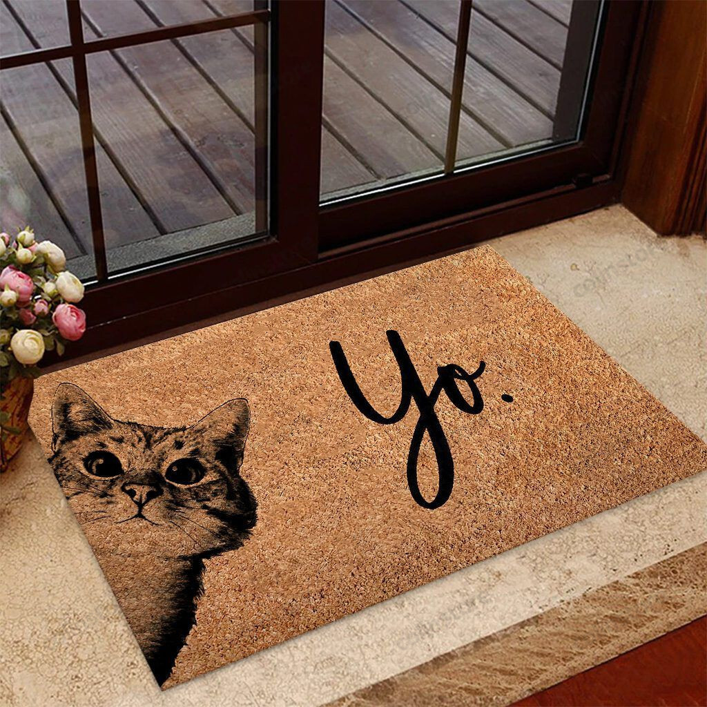 Yo Coir Pattern Print Cat Doormat Welcome Mat