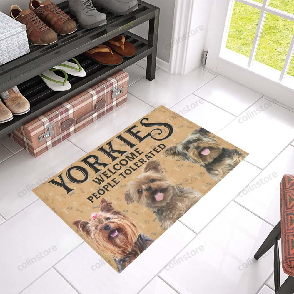 Yorkies Yorkshire Terrier Welcome People Tolerated Doormat Welcome Mat