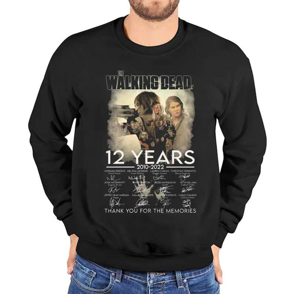 12 Years 2010-2022 The Walking Dead Signatures Thank You For The Memories T Shirt Merch